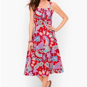 TALBOTS Women’s Fit & Flare Fantastic Paisley Dress Sz 8P Red Pepper Multi NWT